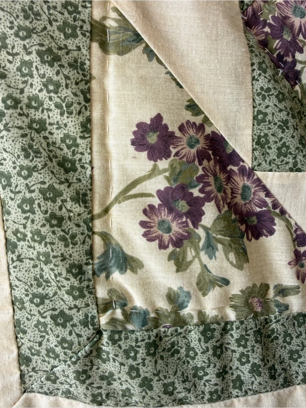 Vintage Floral Patchwork Quilt Full Queen 88x84 Cottagecore Handmade